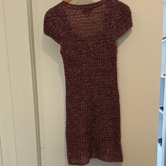 Purple Knit Short Sleeve Sweater Dress - Picture 5 of 6